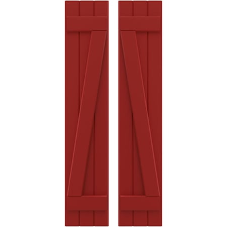 Americraft 3-Board (2 Batten) Wood Joined Board-n-Batten Shutters W/ Z-Bar, ARW102BB311X80BRH